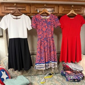 [Bundle] 2 LuLaRoe Amelia Dress + 1 Bobeau Red Mini Dress S/XS